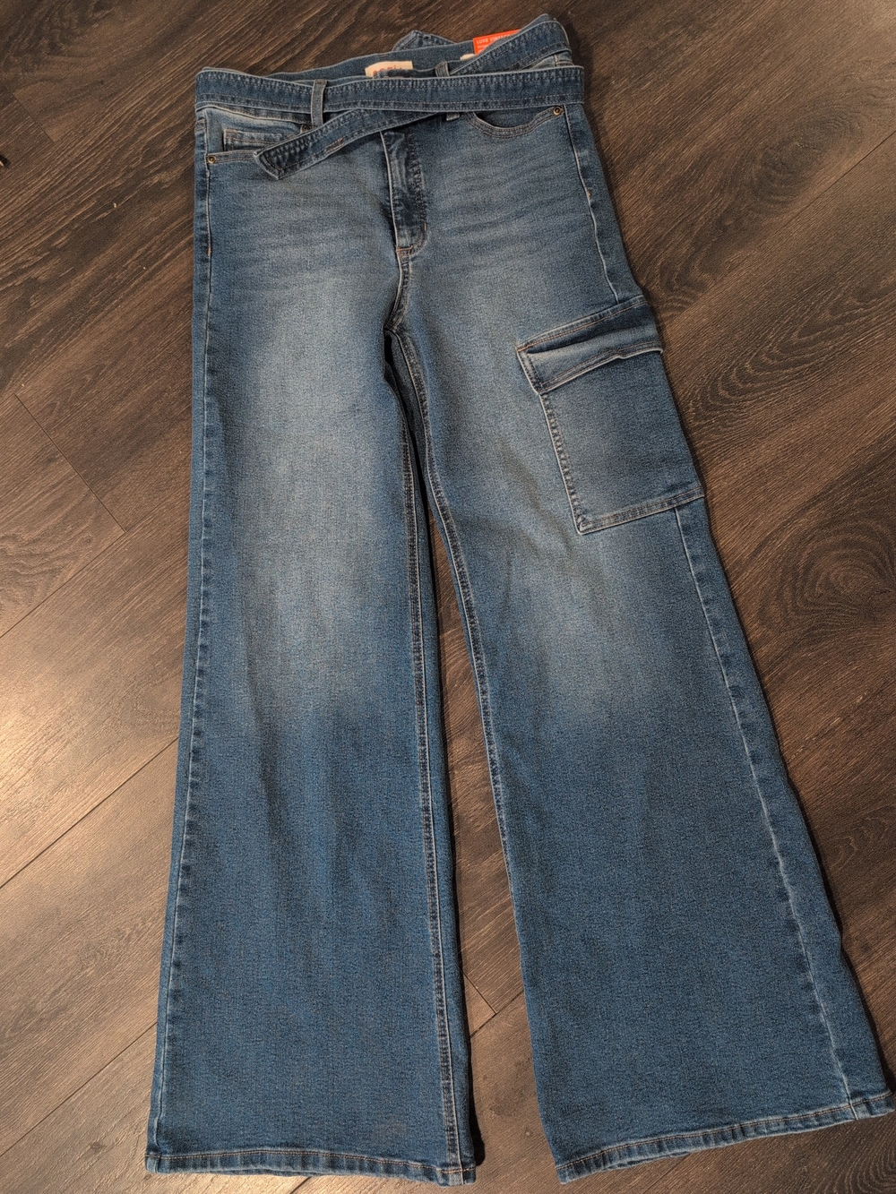 SOFIA VERGARA Size 8  High Rise Margot Wide Leg Cargo Blue Jeans Miami Vintage